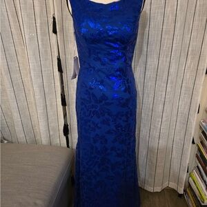 Sleeveless Cobalt Sequin Maxi Dress